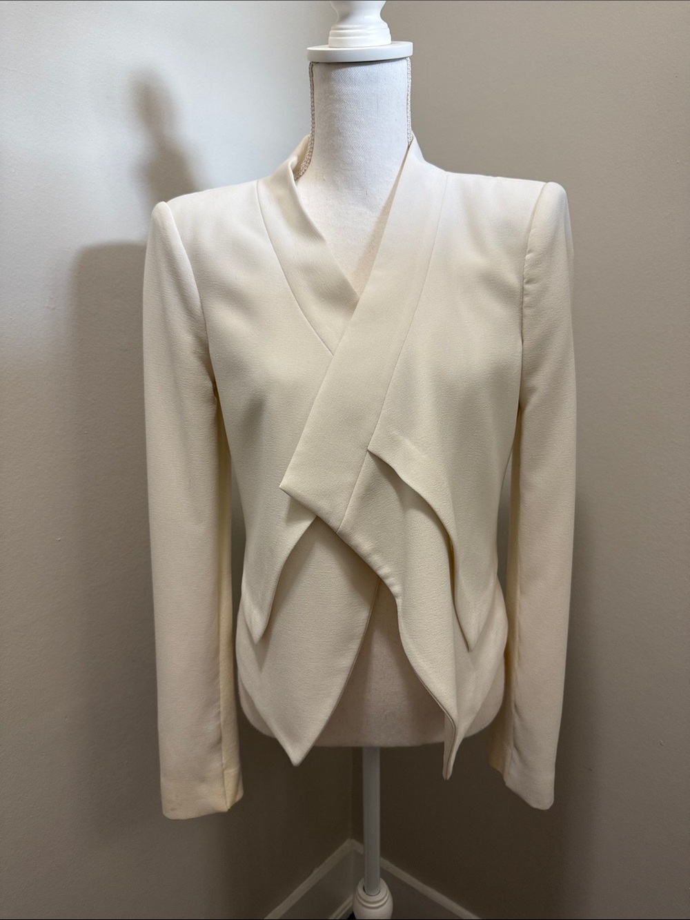 BCBGMaxAzria Cream Draped Open-Front Blazer